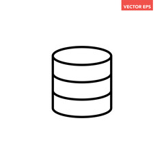 Black single database line icon, simple tech storage flat design vector pictogram, infographic interface elements for app logo web button ui ux isolated on white background