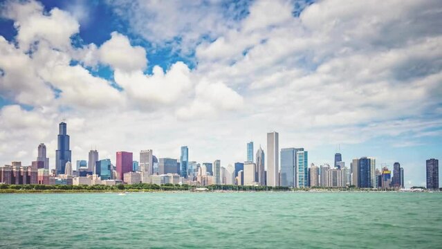 Time-Lapse of Chicago Skyline with Lake Michigan in Foreground, in 4K Ultra HD Resolution