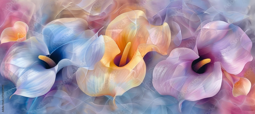 Aufkleber pastel dawn abstract spring background with airy compositions and subtle hints of mist and dew