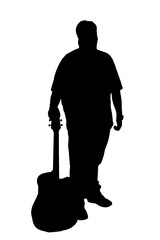 young silhouette playing guitar and musical body expression black and white vector image fashion beauty on white background transparent mocup