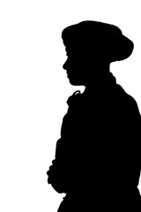 young woman silhouette and body expression black and white vector image fashion beauty on white background transparent mocup