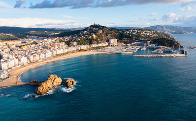 Drone view of the resort town of Blanes. Spain