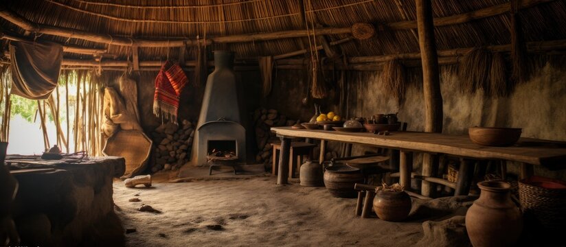 Interior of a traditional thatched hut