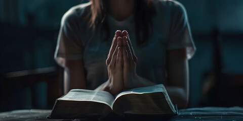 A poor woman wishes to God. The concept of prayer, prayer for salvation from suffering, the religion of Christ. Believe. Prayer for prayer faith, spirituality and religion. - obrazy, fototapety, plakaty