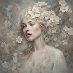 Fototapeta premium portrait of a woman with flowers