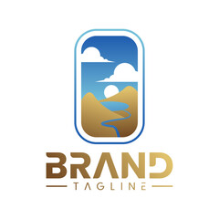 vector logo of desert and oasis