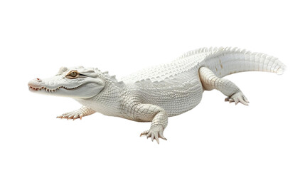 Fototapeta premium White Albino Crocodile Isolated