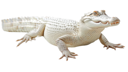 White Albino Crocodile Isolated