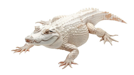 Naklejka premium White Albino Crocodile Isolated