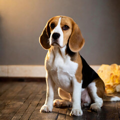 우아한 눈빛으로 포즈를 취하고 있는 비글