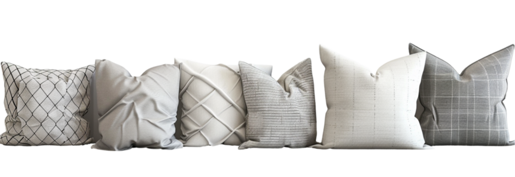 gray pillows or cushions on white background
