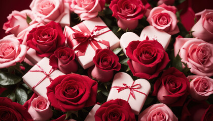 valentine bouquet of red roses and chocolate or bouquet of roses or rose and chocolate or red rose in a box or red rose and chocolate candies 