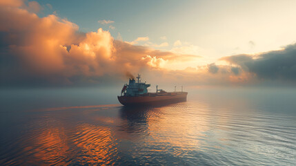 Fototapeta premium the barge sailed slowly
