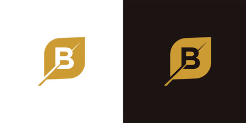 letter B leaf logo, leaf logo, simple leaf logo, letter B logo © Jikno