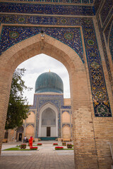 Fototapeta na wymiar Entrance portal of Guri Amir or Gur Emir is a mausoleum