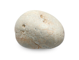 One light stone isolated on white, top view