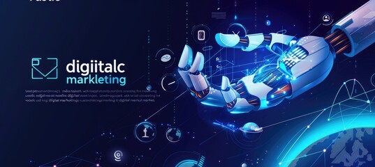 A banner for "rustic digital marketing" with the words in blue text on a black background