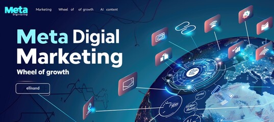 A banner for "rustic digital marketing" with the words in blue text on a black background