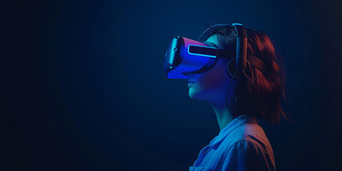 A young man observing technological innovations with augmented reality glasses