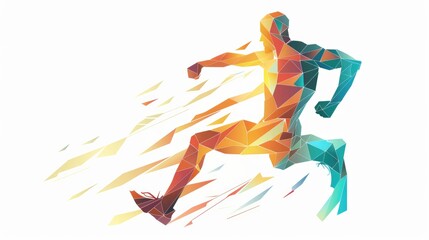 Geometric running man in vector on white background.