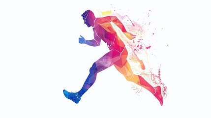 Geometric running man in vector on white background.