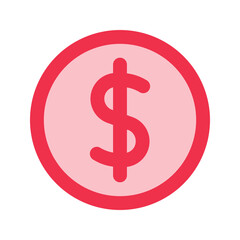 dollar coin Outline color icon