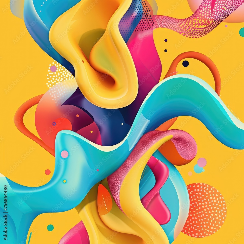 Poster abstract colorful liquid and shapes artwork - an abstract explosion of color and shapes, representin