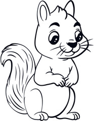 Cute Squirrel Coloring Page Drawing