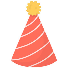 Red and yellow party hat illustration 