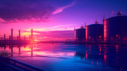Natural gas production area, refinery and drilling - obrazy, fototapety, plakaty