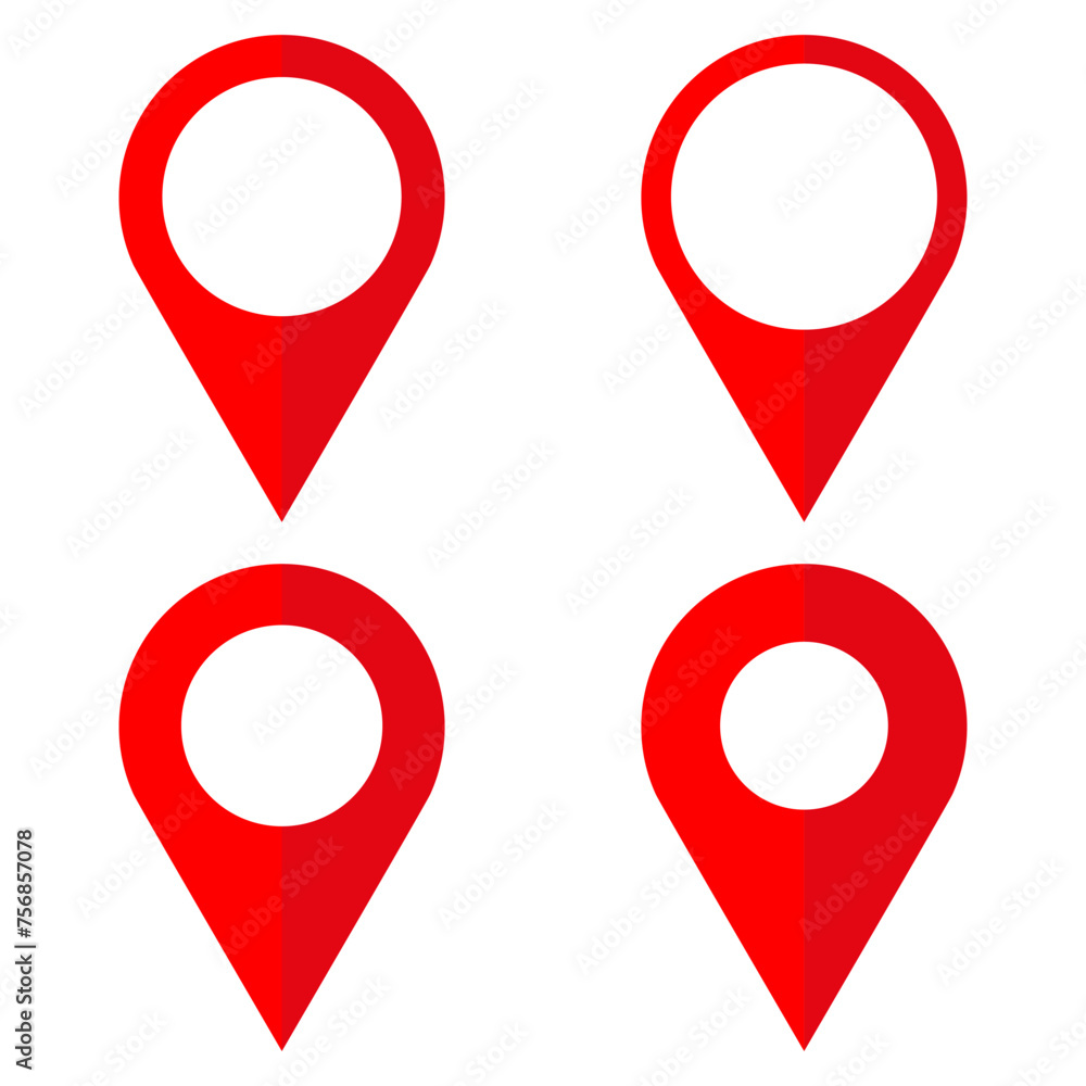 Poster set of red map pointer icons. vector illustration. eps 10.