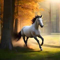 Obraz na płótnie Canvas horse running in the field