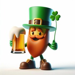 st patricks day character with a beer