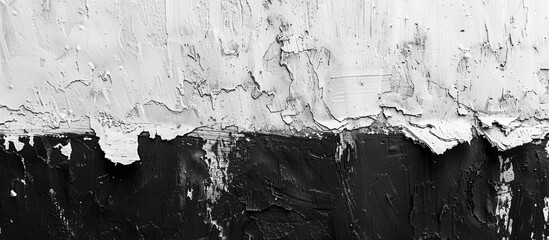 A monochrome photograph of a city wall with peeling paint, capturing the raw beauty of decay in a...