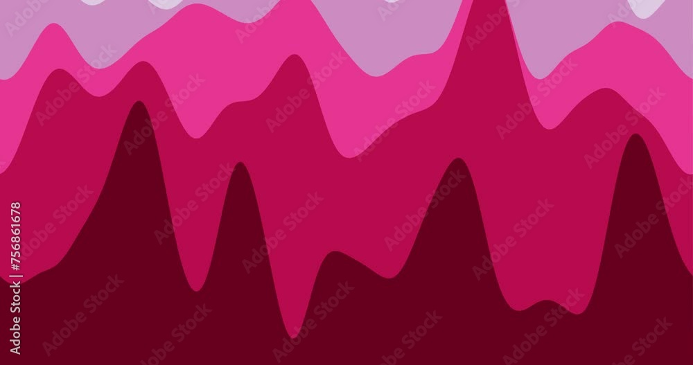 Poster abstract waves background. loopable smoothly moving curves in purple and red colors. captivating foo