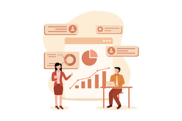 Naklejka premium Business Strategy Flat Illustration Design