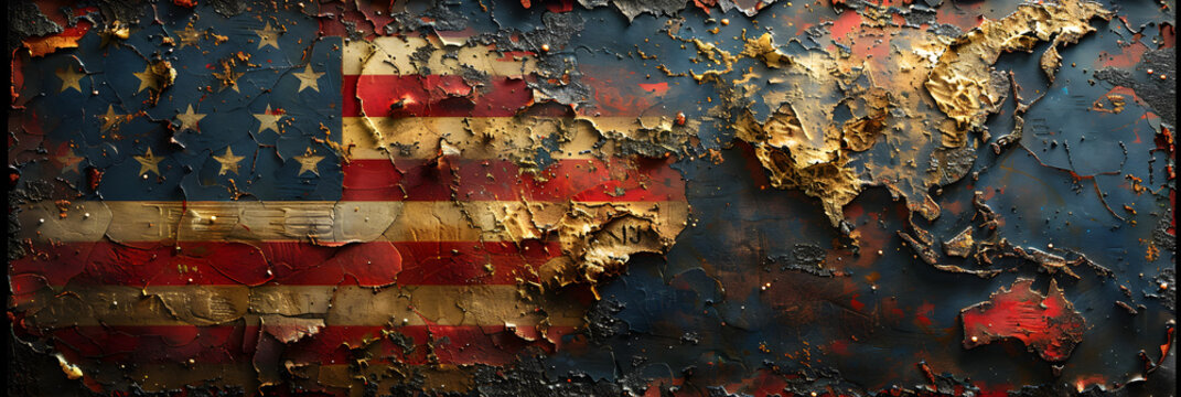 US Flag on Rusty Metal Illustration,
A powerful and thought-provoking interpretation

