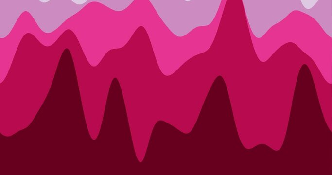 Abstract waves background. Loopable smoothly moving curves in purple and red colors. Captivating footage.