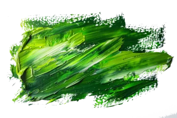 Fotobehang reen oil paint strokes, one stroke of the brush. transparant background, PNG file © Nurul