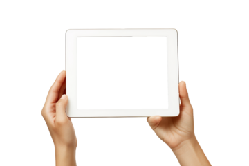 hand holding tablet pc, png file