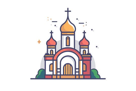 colorful church building flat design clip art preview