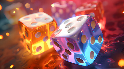 dice on the table. Generative AI - obrazy, fototapety, plakaty