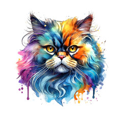 Persian cat head for Sublimation Printing on clean background.Pet. Animals. Illustration, Generative AI.