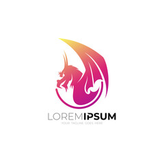 Dragon logo template, Mythological logos, red color, dragon combat icon