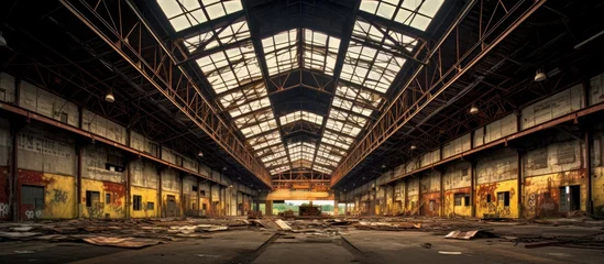 Cercles muraux Vieux bâtiments abandonnés Abandoned industrial complex warehouse in high dynamic range image.