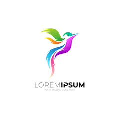 Bird logo with colorful design, pet logos, colorful style