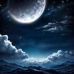 Obraz na płótnie Canvas The night sky where the moon shines