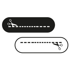 Scissors, dashed lines. Cutting guide icons. Coupon, voucher symbols. DIY template simple. Vector illustration. EPS 10.