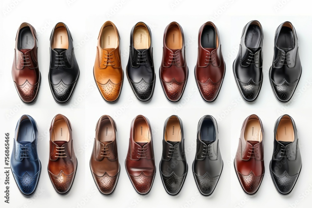 Poster a row of shoes with different colors and styles