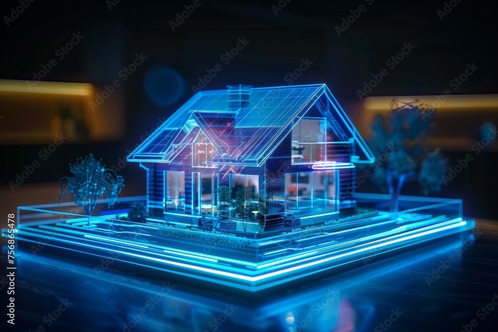 Poster smart house concept. background with selective focus and copy space